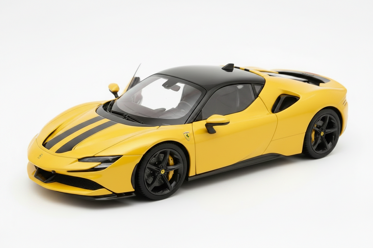 Ferrari SF90 Stradale en color amarillo escala 1:18