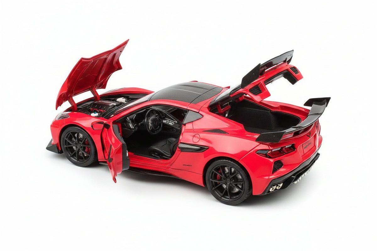Chevrolet Corvette ZR1 Coupe de 2025 en color rojo escala 1:18