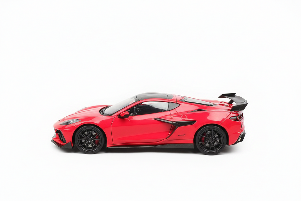 Chevrolet Corvette ZR1 Coupe de 2025 en color rojo escala 1:18