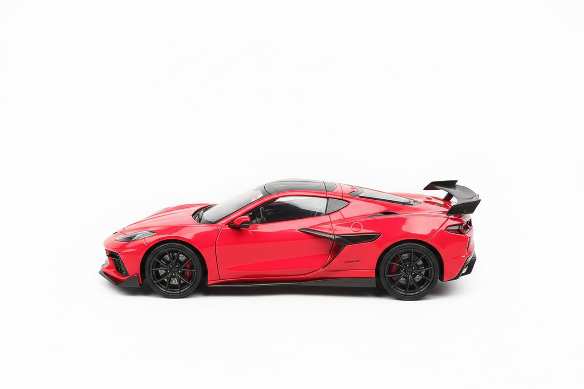 Chevrolet Corvette ZR1 Coupe de 2025 en color rojo escala 1:18