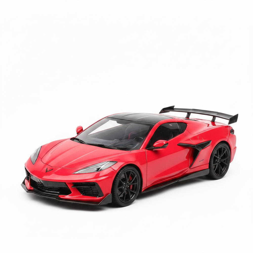 Chevrolet Corvette ZR1 Coupe de 2025 en color rojo escala 1:18