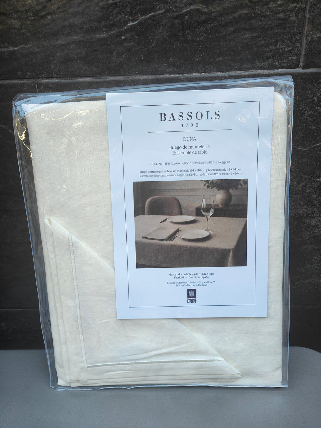 Bassols - Juego de Mantelería modelo Duna en color blanco