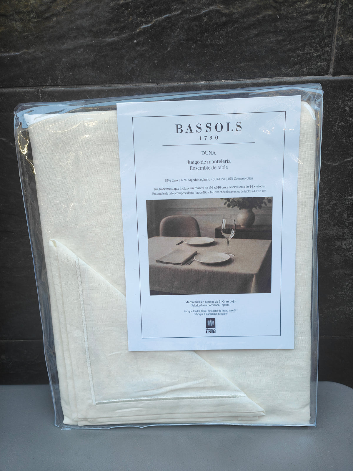 Bassols - Juego de Mantelería modelo Duna en color blanco