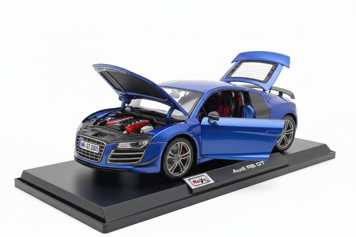Audi R8 a escala 1:18 de Maisto Azul Metalizado