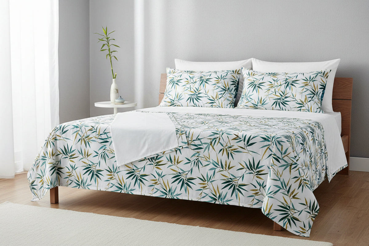 Bassols - Juego de Funda Nórdica modelo Nagoya cama 135/150 – Verde, Azul y Amarillo