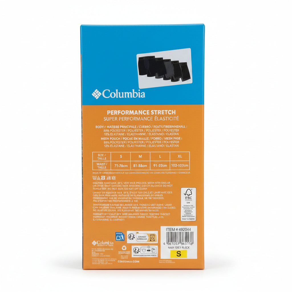 Columbia - Paquete de 5 calzoncillos tipo bóxer elásticos de alto rendimiento