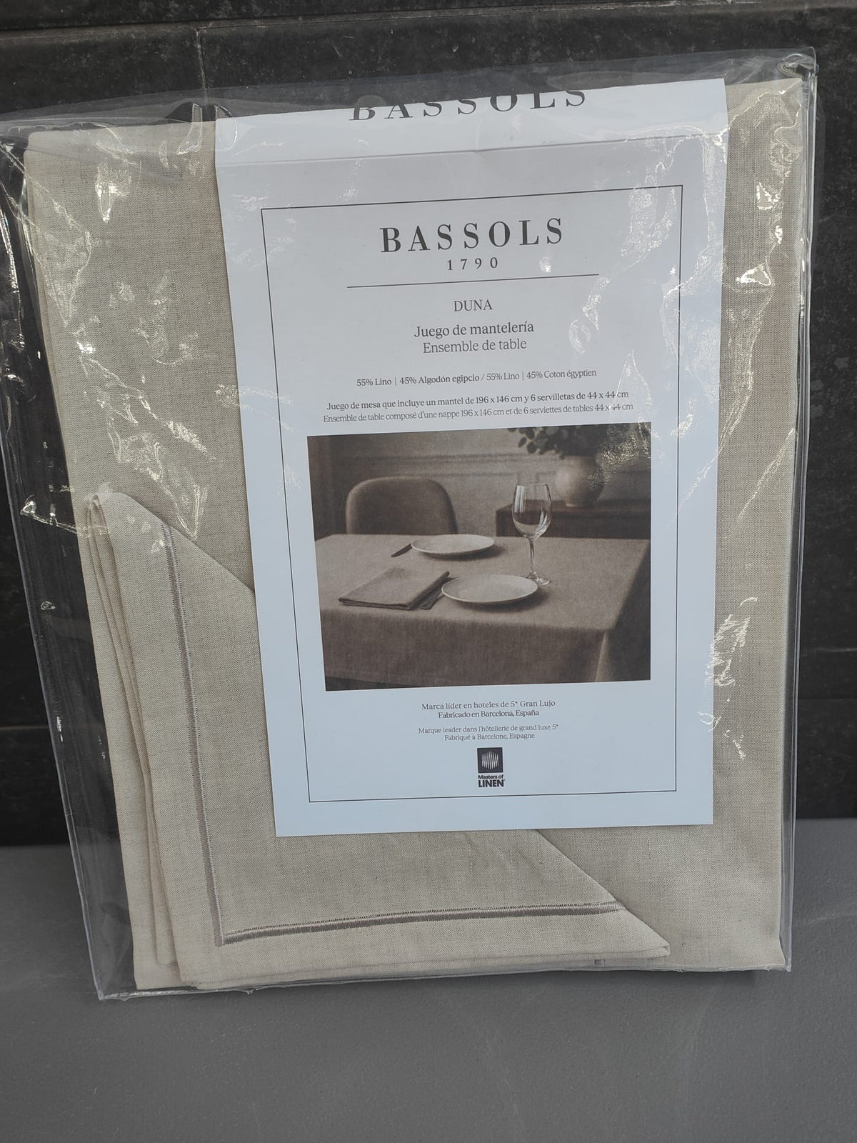 Bassols - Juego de Mantelería modelo Duna en color beige