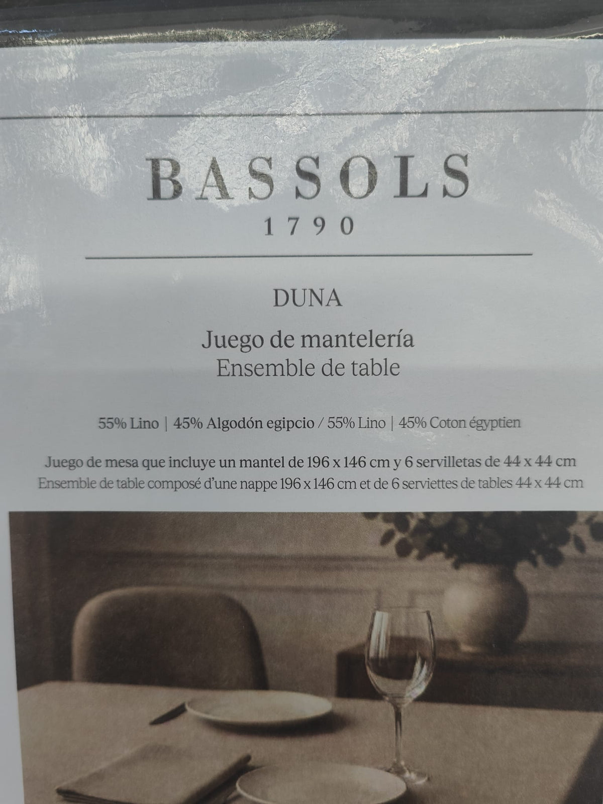 Bassols - Juego de Mantelería modelo Duna en color beige
