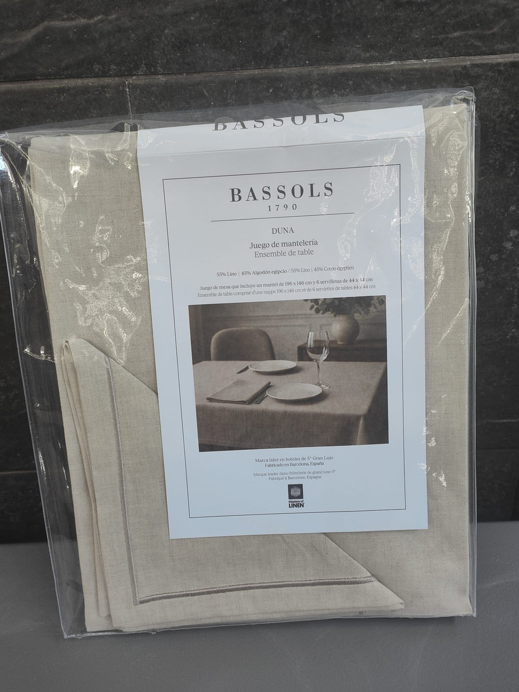 Bassols - Juego de Mantelería modelo Duna en color beige
