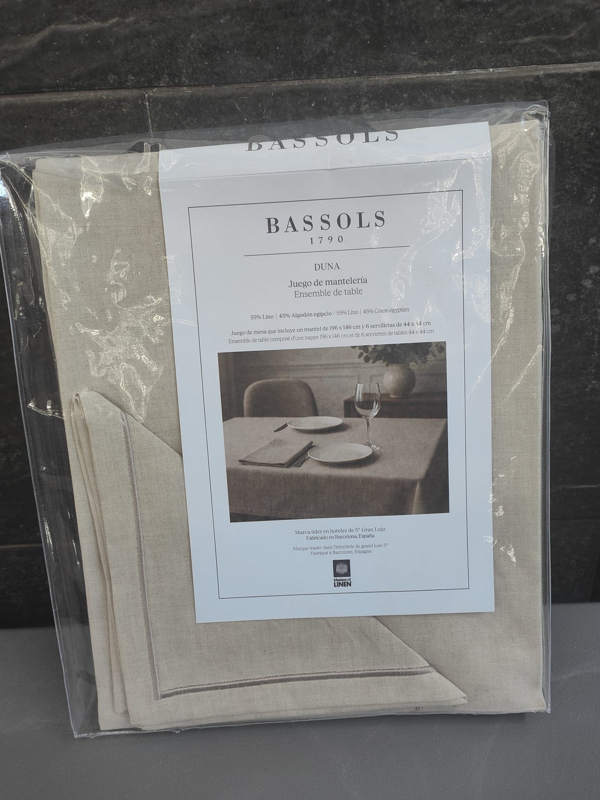 Bassols - Juego de Mantelería modelo Duna en color beige