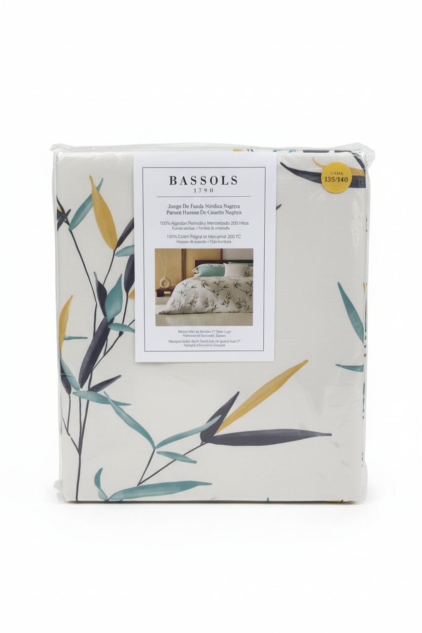Bassols - Juego de Funda Nórdica modelo Nagoya cama 135/150 – Verde, Azul y Amarillo