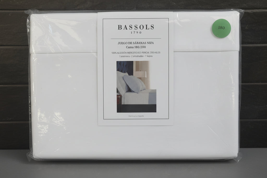 Bassols - Juego de Sábanas modelo Niza color Blanco 180/200 cm