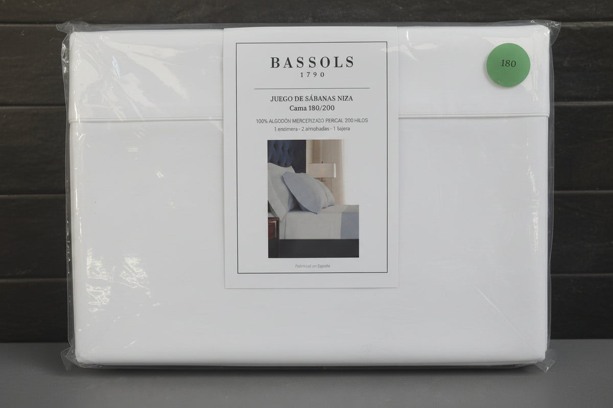 Bassols - Juego de Sábanas modelo Niza color Blanco 180/200 cm