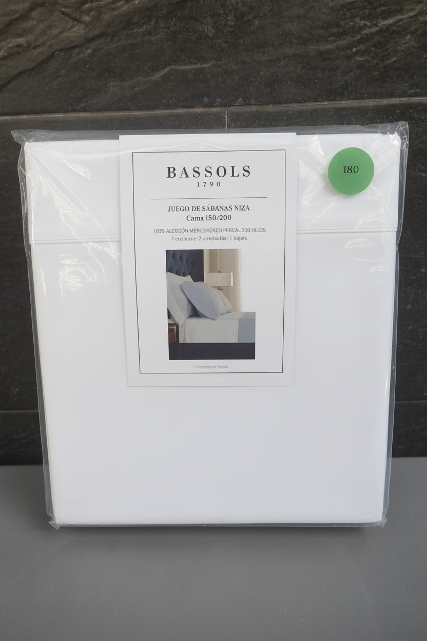 Bassols - Juego de Sábanas modelo Niza color Blanco 180/200 cm