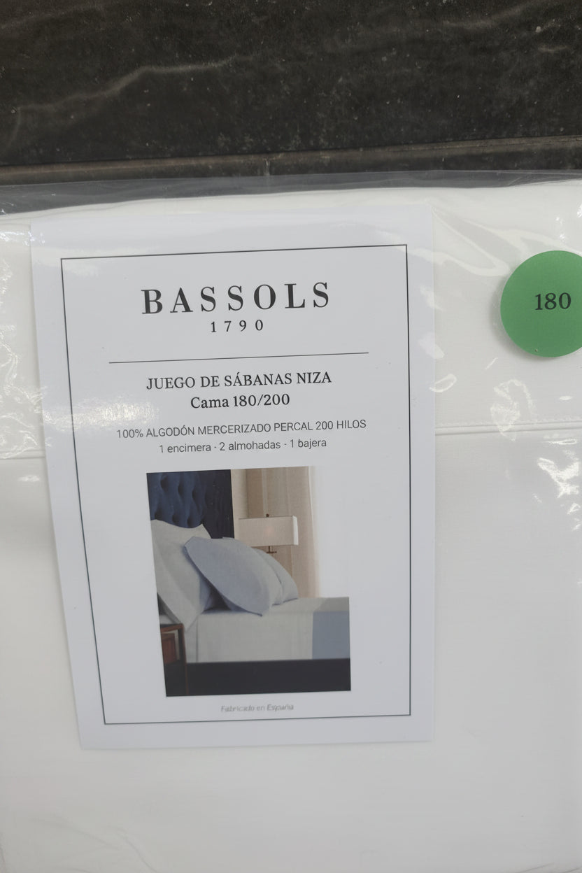 Bassols - Juego de Sábanas modelo Niza color Blanco 180/200 cm