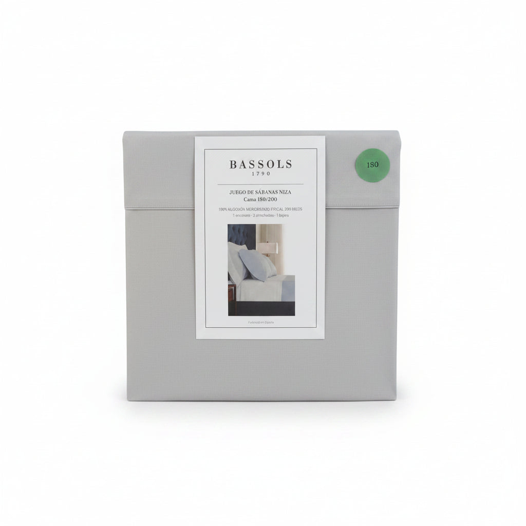 Bassols - Juego de Sábanas modelo Niza color Gris 180/200 cm