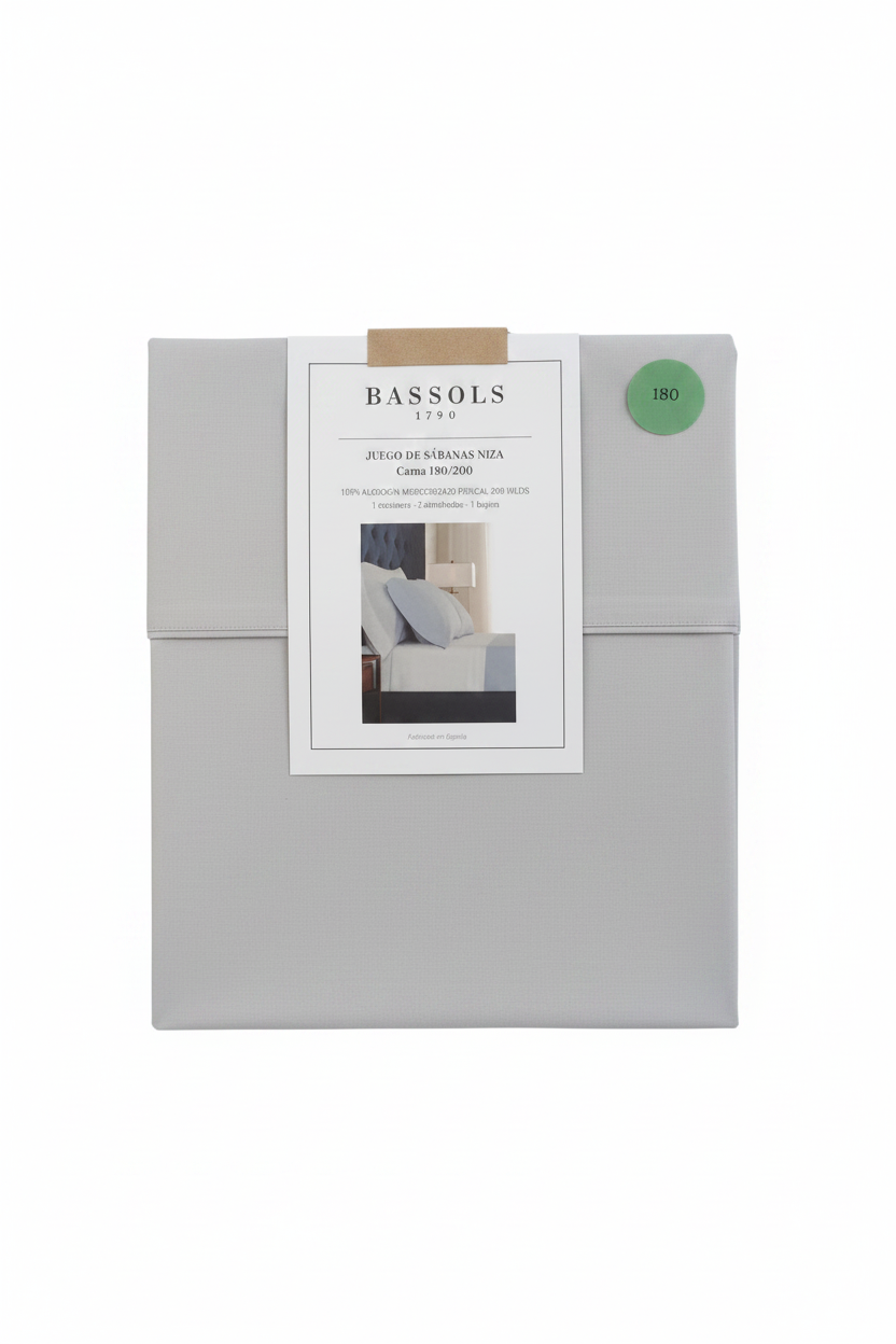 Bassols - Juego de Sábanas modelo Niza color Gris 180/200 cm