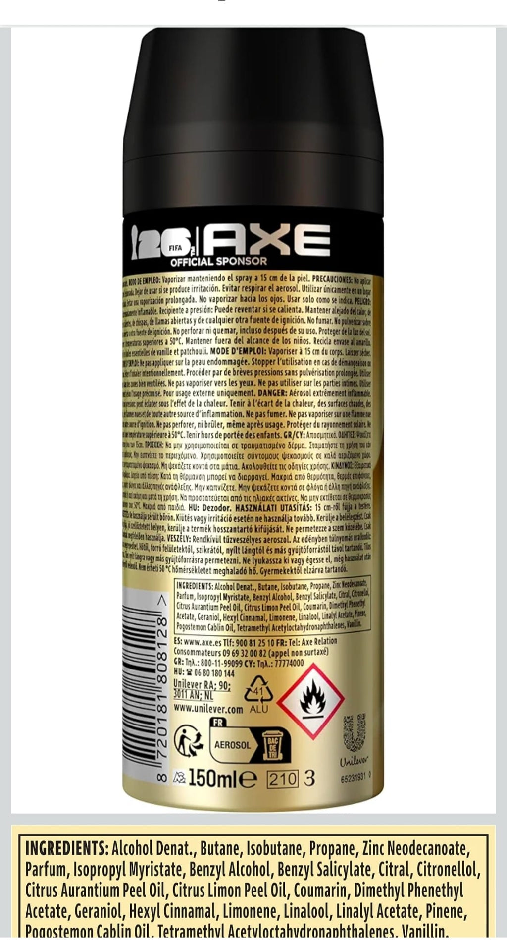 Axe Desodorante en Aerosol Collection Marshmellow Smoke 150 ML x4
