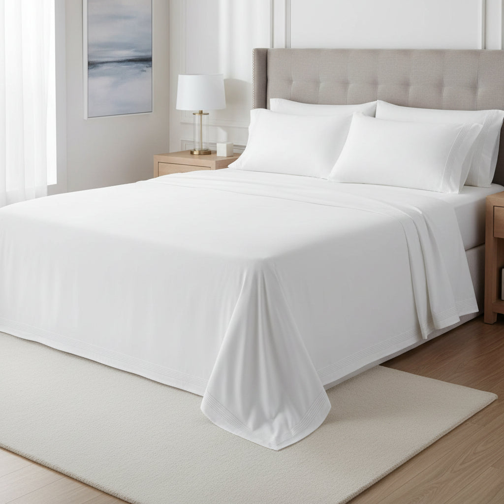Bassols - Juego de Sábanas modelo Niza color Blanco 150/160 cm