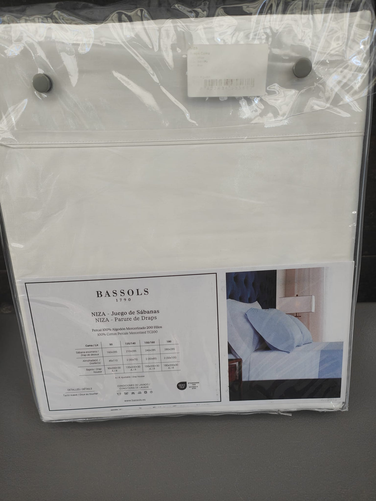 Bassols - Juego de Sábanas modelo Niza color Blanco 135/140 cm