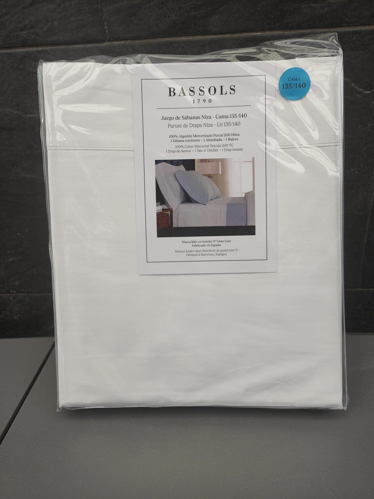 Bassols - Juego de Sábanas modelo Niza color Blanco 135/140 cm