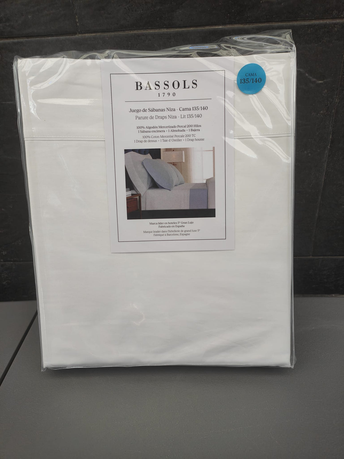 Bassols - Juego de Sábanas modelo Niza color Blanco 135/140 cm