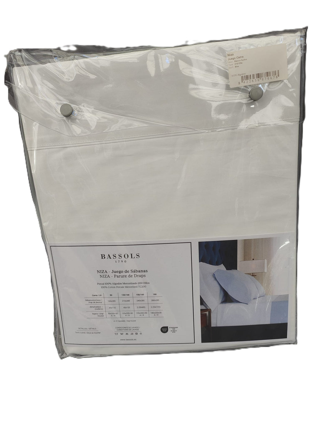 Bassols - Juego de Sábanas modelo Niza color Blanco 135/140 cm