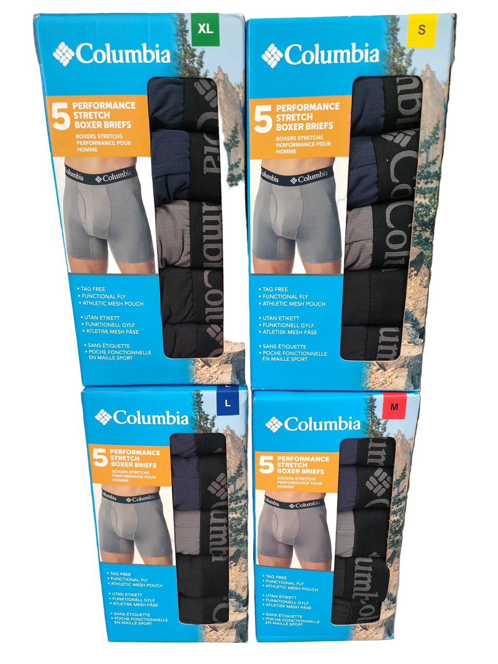 Columbia - Paquete de 5 calzoncillos tipo bóxer elásticos de alto rendimiento
