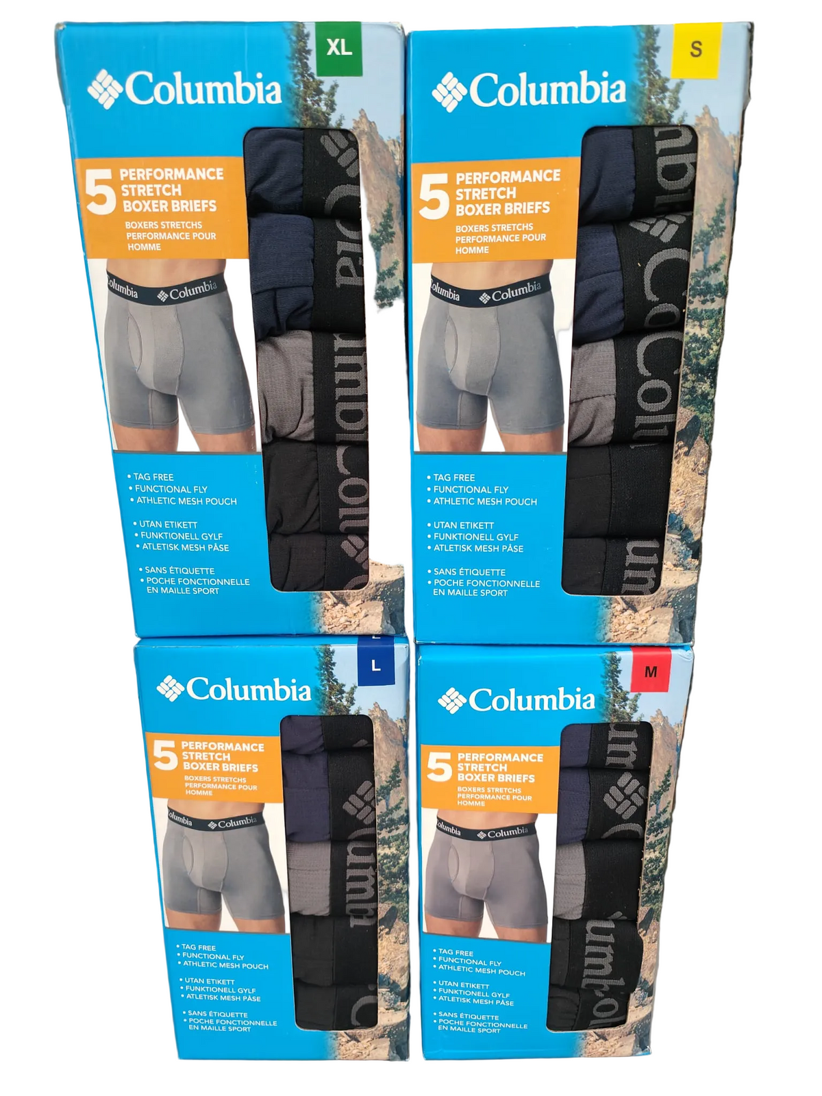 Columbia - Paquete de 5 calzoncillos tipo bóxer elásticos de alto rendimiento