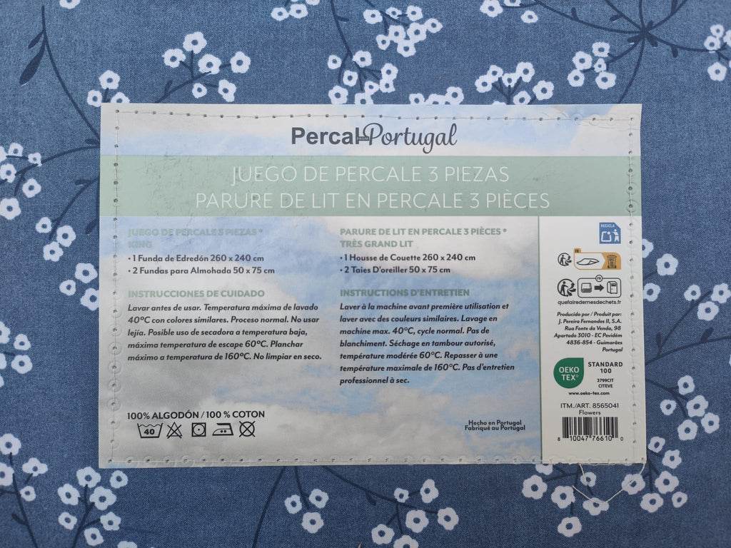 Juego de funda nórdica de percal de 3 piezas de la marca Percal Portugal