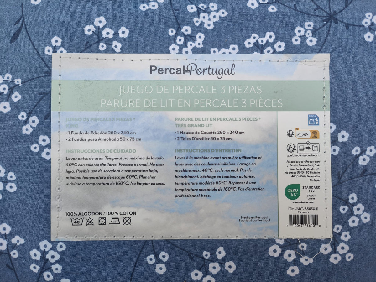 Juego de funda nórdica de percal de 3 piezas de la marca Percal Portugal