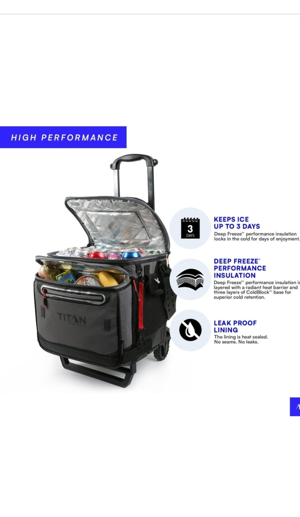 Nevera portátil con ruedas Arctic Zone Titan Deep Freeze con capacidad para 60 latas